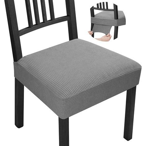 Housse de Chaise Extensible 6 Pièces Housse de Chaise Salle à Manger Moderne Jacquard Housse pour Chaise Amovible Housse de Siège de Chaise pour Cuisine Hôtel Fête (Gris, 6 Pièces) QB (1/5)