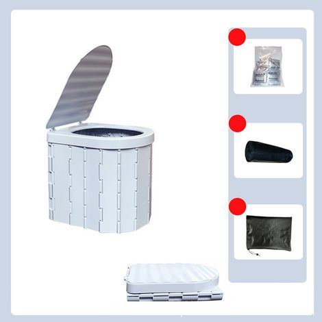 Tragbare und faltbare Campingtoilette mit Deckel, geeignet für Erwachsene, Reisende, Wanderer und Wohnmobile. (1/5)