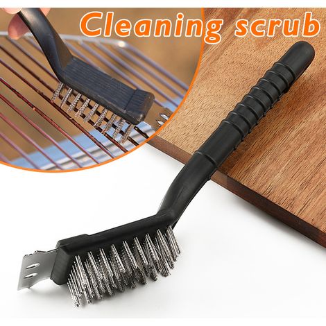 Brosse de nettoyage 2 en 1 pour barbecue, grattoir en métal, brosse en fil d'acier avec poignée ergonomique, accessoires pour barbecue-AquaForge