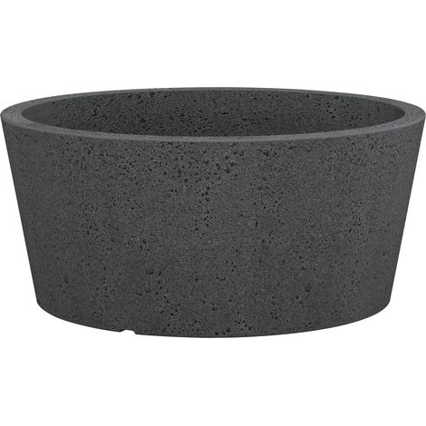 Scheurich C-Cone 40, Pflanzschale/Blumentopf/Pflanzkübel, rund, aus Kunststoff Farbe: Stony Black, 39 cm Durchmesser, 17,5 cm hoch, 15 l Vol.