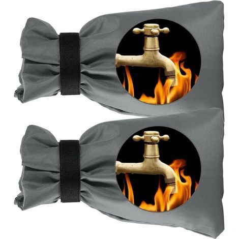 Set mit 2 frostsicheren Wasserhahn-Überzügen – Wasserdichte Außenwasserhahn-Überzüge, Gartenwasserhahn-Socken, Grau (1/5)
