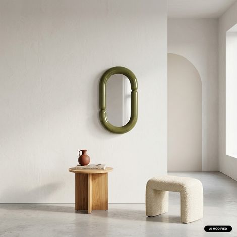sweeek - Miroir ovale finition glossy 70cm vert - Adia