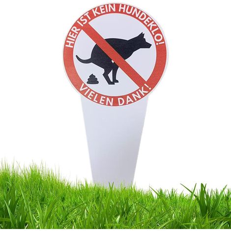Panneau de déjections canines Panneau étanche « No Dog Pooping » - Décoration de jardin fantaisie - Piquet d'écurie - Attention pour extérieur, pelouse, terrasse, promenade (1/5)