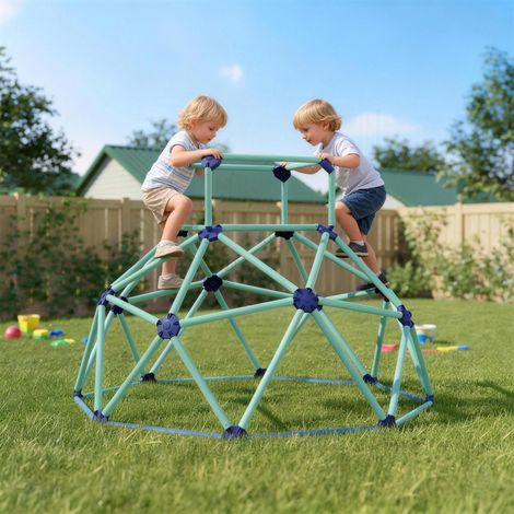 Dôme d'escalade Ø182,5 cm, résistant aux UV et étanche. Dôme d'escalade pour enfants jusqu'à 90 kg. De 3 à 8 ans. Plastique, bleu. (1/5)