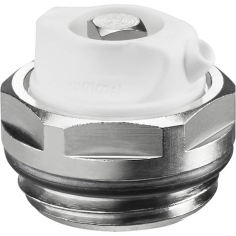 OVENTROP Tapón de purga G 1/2 AG, PN 10, niquelado, salida de agua giratoria, auto sellante, 1101604