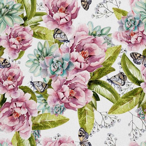 Telas decorativas para exteriores estilo oxford con motivos de flores y mariposas. (1/5)