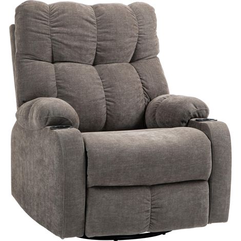 Fauteuil inclinable pivotant avec repose-pieds, supportant jusqu'à 150 kg, structure en acier, 88 x 96 x 108 cm, marron clair (1/5)