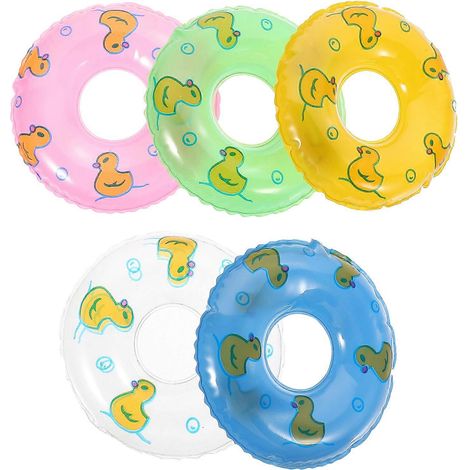 Lot de 5 adorables mini bouées de natation à motif canard, petites bouées, décorations pour la maison (1/5)