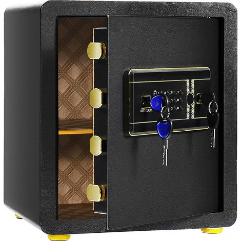 COSTWAY Cassaforte Elettronica, Cassetta di Sicurezza con Tastierino Numerico Digitale, con 2 Chiavi, 2 Chiavi di Emergenza, Ripiano Rimovibile e Sistema di Allarme, 36 x 31 x 41 cm (1/5)