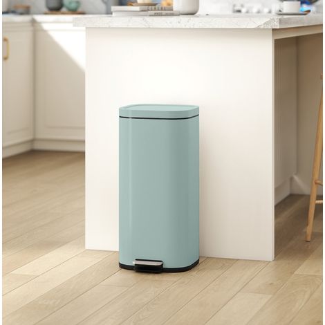 Cubo de basura de cocina con pedal 30 L 29x36x59,5 cm de metal verde, cierre suave – MEUBLIV (1/5)