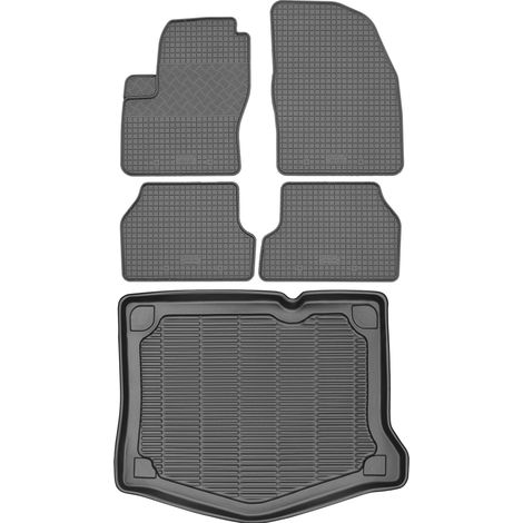 Juego de alfombrillas de goma para coche y alfombrilla para maletero para Ford Focus II Hatchback (2004-2011).