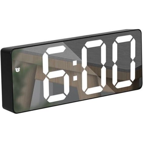 Digitaler Wecker mit großem, verspiegeltem LED-Display, Schlummerfunktion und Dimmfunktion, Nachttischwecker für Schlafzimmer und Büro, elektronischer Wecker (1/5)