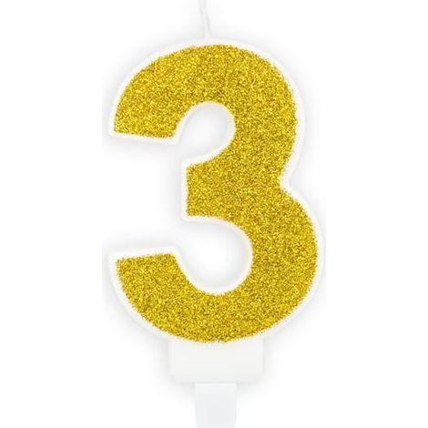 Candela numero ""3"" Glitter oro (1/2)