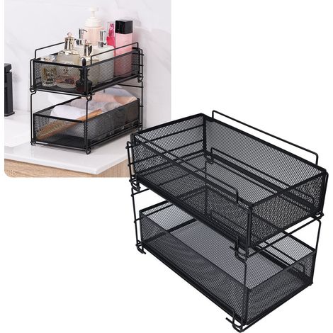 Étagère de rangement de cuisine de type tiroir, étagère de comptoir multifonctionnelle à plusieurs niveaux, étagère de rangement coulissante pour les produits cosmétiques de salle de bain. (1/5)