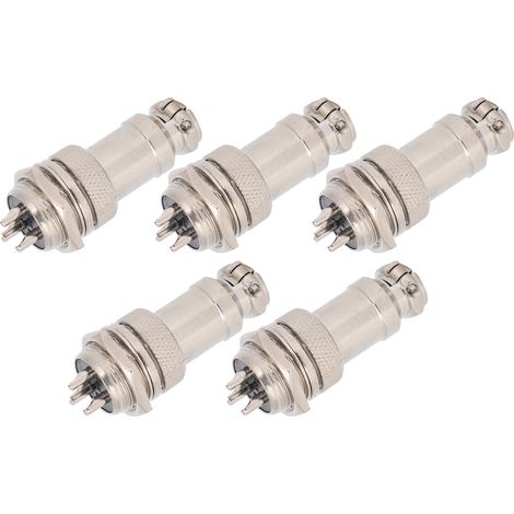 5 Stück Luftfahrt-Steckverbinder (männlich/weiblich) für Kabelverteiler, Stromversorgung, Chassis, Metallanschlüsse, GX16, 16 mm, 450 V, 3-polig (1/5)