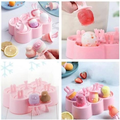 Moule A Glace - Silicone Alimentaire - Pour Sorbet Yaourt Jus Fruits - 6 Compartiments - Forme Animaux (1/4)