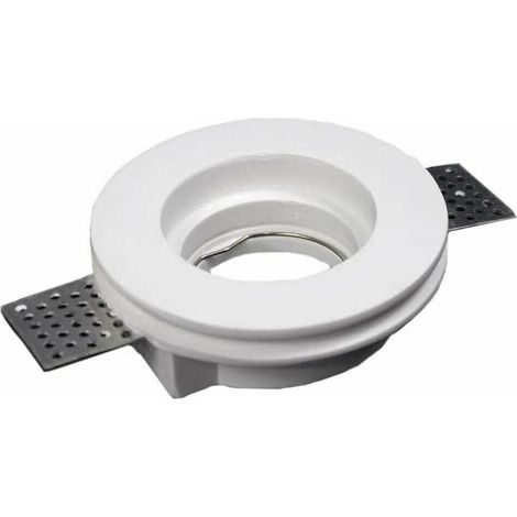 TrAdE Shop Traesio - Portafaretto Incasso Gesso Scomparsa Tondo Foro 105mm Supporto Faretti Gu10 Gs04 - (1/2)