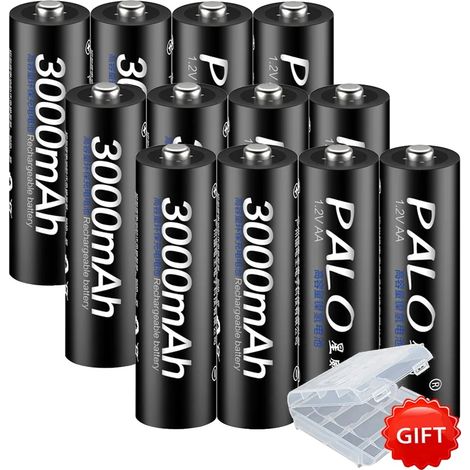 Piles AA Rechargeables, Capacité 2000mAh, Faible Auto-Décharge, 12PCS, 1.2V-b (1/2)