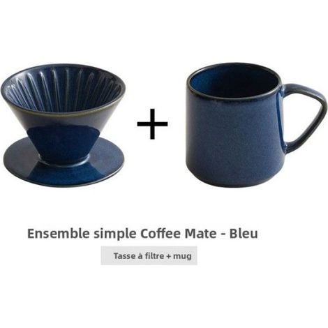 1 Ensemble cafetière filtre manuel, céramique, acier inoxydable 304, tasse émaillée bleue, portable, maison voyage (1/5)