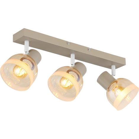 Deckenleuchte Deckenlampe Flurleuchte Schwenkbar Sand Metall 3-flammig L 14 cm (1/5)