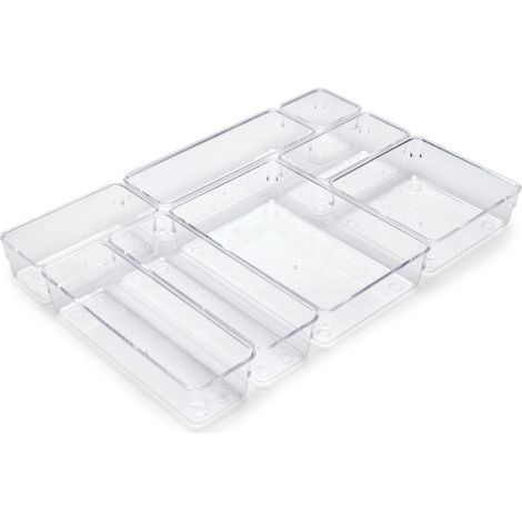 Emuca Kit de 8 Cubos organizadores Cube para cajón, Plástico, Transparente