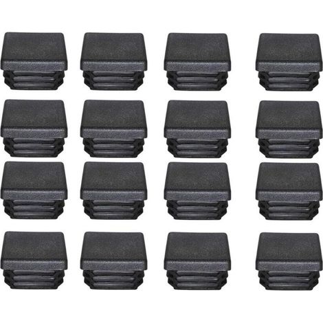 Bouchon Plastique 40x40mm Embout Tube Carre Noir Plastique Embout Bouchons D'obturation pour Pieds de Meuble Trampoline 16PCS, (1/5)