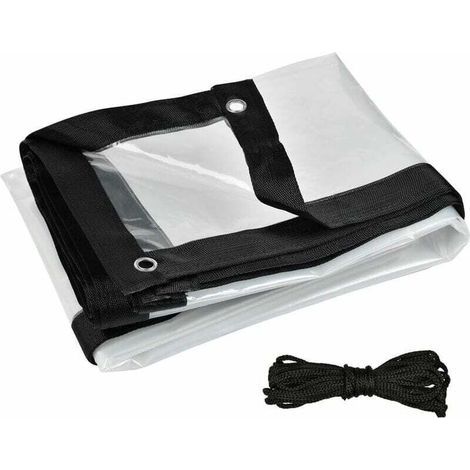 Bâche transparente imperméable avec œillets et corde, couverture de protection, couverture imperméable extérieure, balcon, jardin, serre, abri pour plantes (2x4m) (1/5)