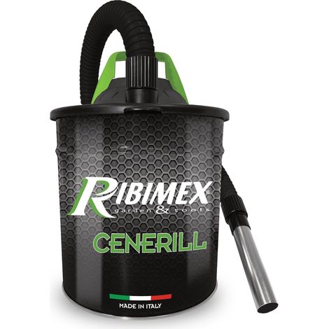 Aspiracenere Elettrico Cenerill 1000W con Filtro HEPA Lavabile Bidone in Acciaio 18 Litri e Tubo Metallico Ribimex