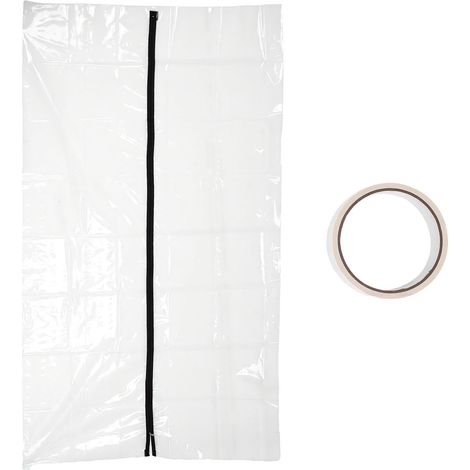 Telo di copertura per porta a forma di I, con cerniera, 4 x 7,2 piedi (122 x 229 cm), facile da installare, visuale libera, barriera antipolvere riutilizzabile per ristrutturazioni domestiche. (1/5)