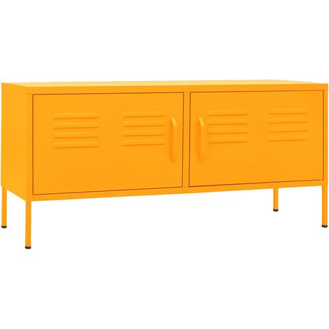 Meuble TV Jaune moutarde 105x35x50 Acier (1/5)