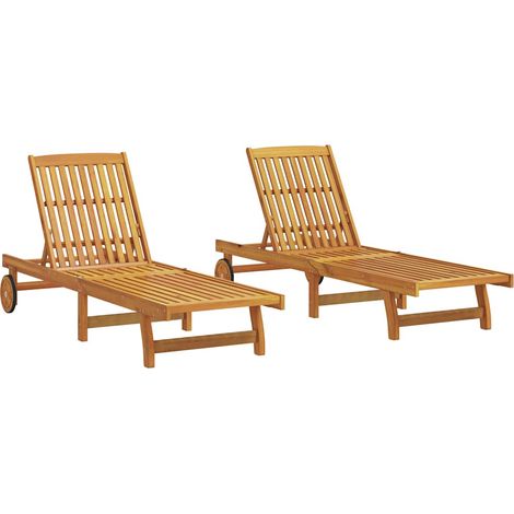 Maison Exclusive - Sonnenliegen 2 Stk. mit Rädern Massivholz Akaz