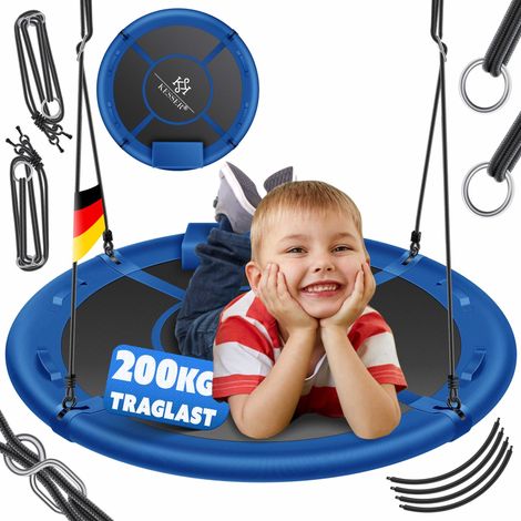 KESSER® Nestschaukel Tellerschaukel Hängeschaukel Rundschaukel Schaukel verstellbar Garten-Schaukel Kinderschaukel Indoor - Outdoor-Schaukel für Kinder und Erwachsene Blau / 60cm