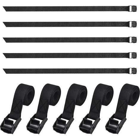 Lot de 5 sangles d'arrimage courtes de 50 cm avec boucle de serrage, petites sangles d'arrimage pour porte-vélos, capacité de charge de 250 kg, sangles de fixation réglables pour voiture, porte-vélos (1/5)