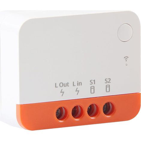 MINIR4 WLAN-Funkschalter, 2-Wege-Mikromodul-Smart-Schalter, Relais-Modus abtrennen, APP-Steuerung, Mini-Smart-Schalter kompatibel mit Alexa, Google Home, 10 A/2200 W