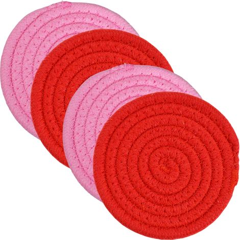 4 dessous de plat résistants à la chaleur, en coton et non-tissé, 18 cm, protection pour plans de travail et tables, accessoire de cuisine (1/5)