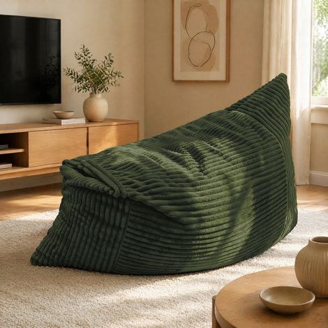 Poltrona pouf convertibile 3 in 1, sedia, divano e letto, corduroy verde (1/5)