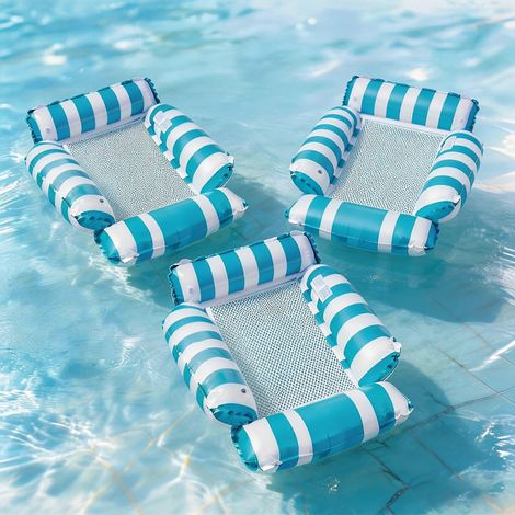 Aufblasbare Poolmatratze für Erwachsene mit Kühlnetz, 110 cm, faltbar und tragbar, gestreift, unverzichtbar für den Strandurlaub (1/5)