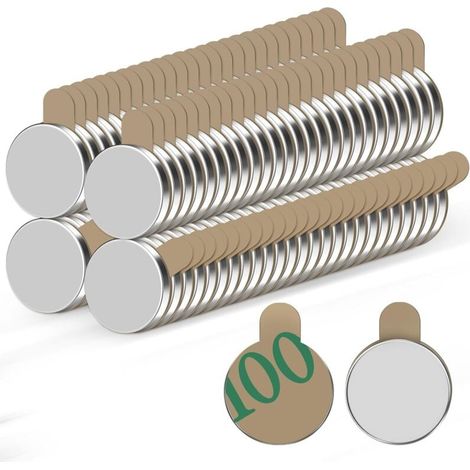100pcs Aimant Autocollant 8 x 1 mm - Petit Frigo, Adhésif Mini, Magnet Puissant Plat pour Tableau Magnétique, Blanc, Réfrigérateur, Artisanat, Photos (1/4)