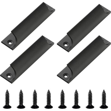 Ensemble Poignées De Porte - Métal Noir Pour Portes Coulissantes Et Balcons - Entraxe 76mm - Lot De 2 (1/5)