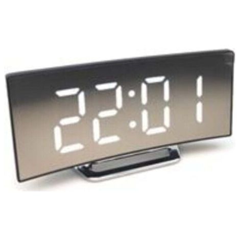 Sveglia digitale, orologio elettronico curvo, grande display, LED, orologio specchio, suoneria silenziosa (1/4)