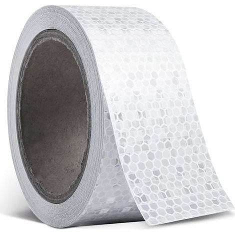 Ruban réfléchissant blanc 3 m x 5 cm, imperméable, auto-adhésif, de sécurité, visible pour véhicules, vélos, extérieur et voitures. (1/5)