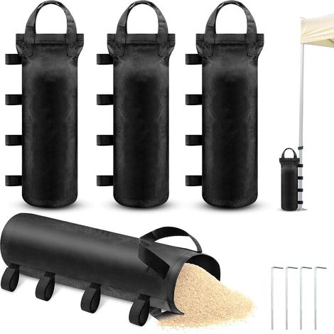 Sac de Lestage pour Tonnelle 4 Pièces Sac Lestage Tissu Oxford Poids de Lestage Tonnelle avec Clou Fixé Lestage Tonnelle Remplissable Sac de Sable pour Pavillons Tentes Auvents (1/5)
