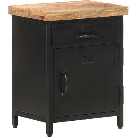 Table de chevet Adulte, Table d'appoint 40x30x52 cm Bois de manguier brut (1/4)