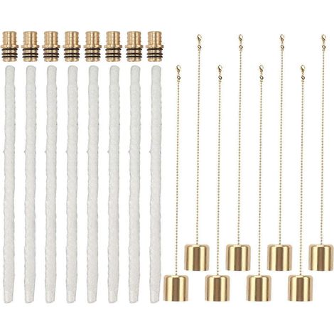 Kit de 8 torches pour bouteilles de vin, mèches longue durée, supports de mèche en laiton, capuchons pour torches pour bouteilles de vin (1/4)