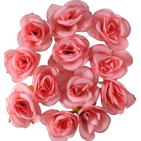 têtes de rose Artificielle X 12 Saumon D 4 50 cm pour Boule de rose - couleur: Rose