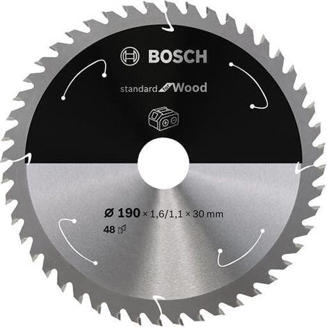Bosch Sägeblatt Standard for Wood für Akkusägen , Maschinentyp: Akku-Tauch- und Handkreissägen, Ausführung: 190x1,6/1,1x30 Z48, 2608837710