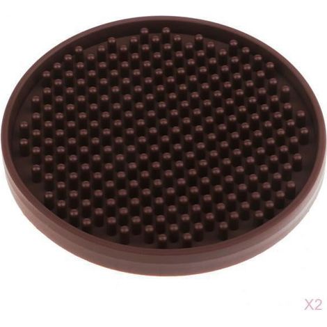 Lot de 2 sous-verres ronds en silicone souple, marron (1/5)