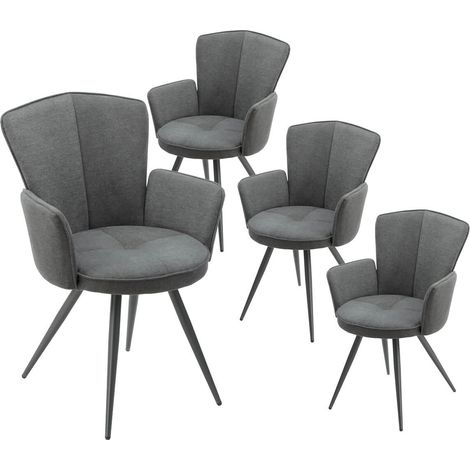 MALO - Lot de 4 Fauteuils Matelassés Gris Piètement Mat (1/2)