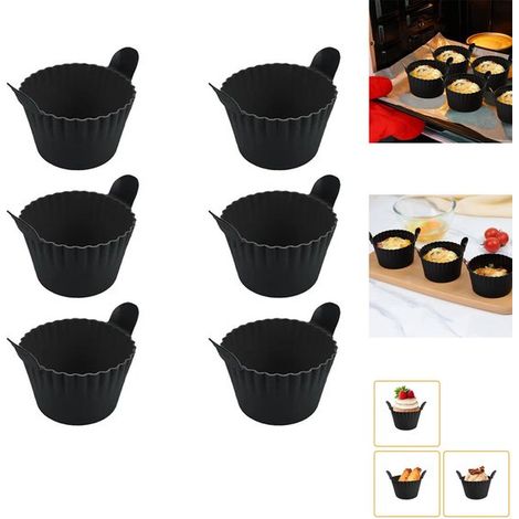 Set di 6 portauova in silicone, stampi da forno in silicone, stampi da forno antiaderenti, accessori per budini, portauova in silicone, accessori per forno, carta da forno di ricambio per (1/5)