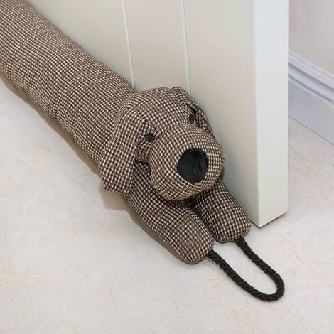 36" Decorative Door Bottom Windproof Door Window Door Draught Stopper Weighted Animal Stopper Snake Noise Block Door Bottom with Hanging Loops - Brown Dog 36" (1/5)